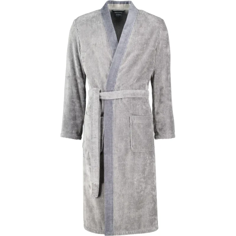 Cawö Luxury Home 5840 men's kimono bathrobe, stone