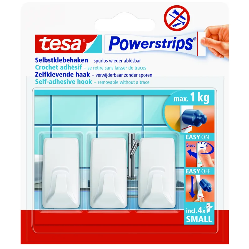 Tesa Haken 'Powerstrips Small' eckig, weiß, selbstklebend