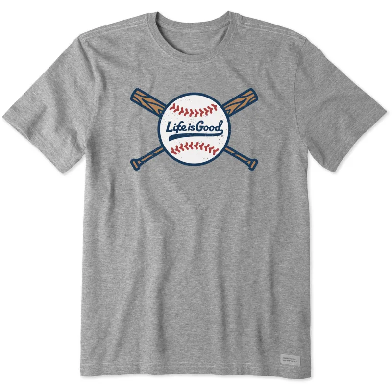 Life is Good Men's Baseball and Bats Short Sleeve Crusher Tee
