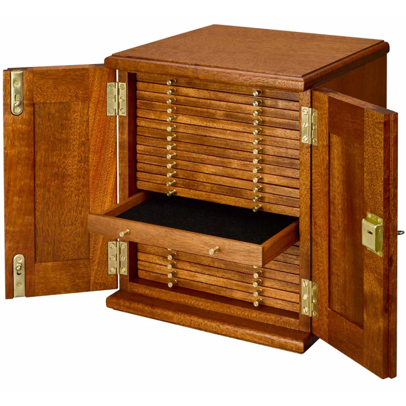 The Royal Mint Coin Cabinet, 21 trays with mixed holes