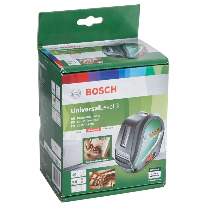 Bosch Nivel láser de líneas cruzadas Universal Level 3, con bolsa