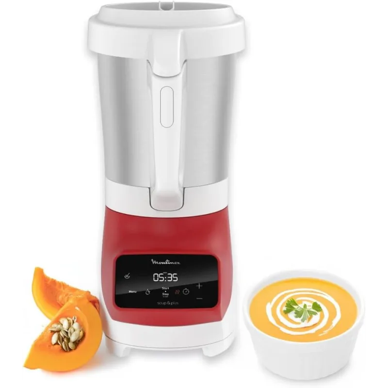 Moulinex Soup&plus, Blender chauffant, 3 programmes automatiques, 1100W, Rouge