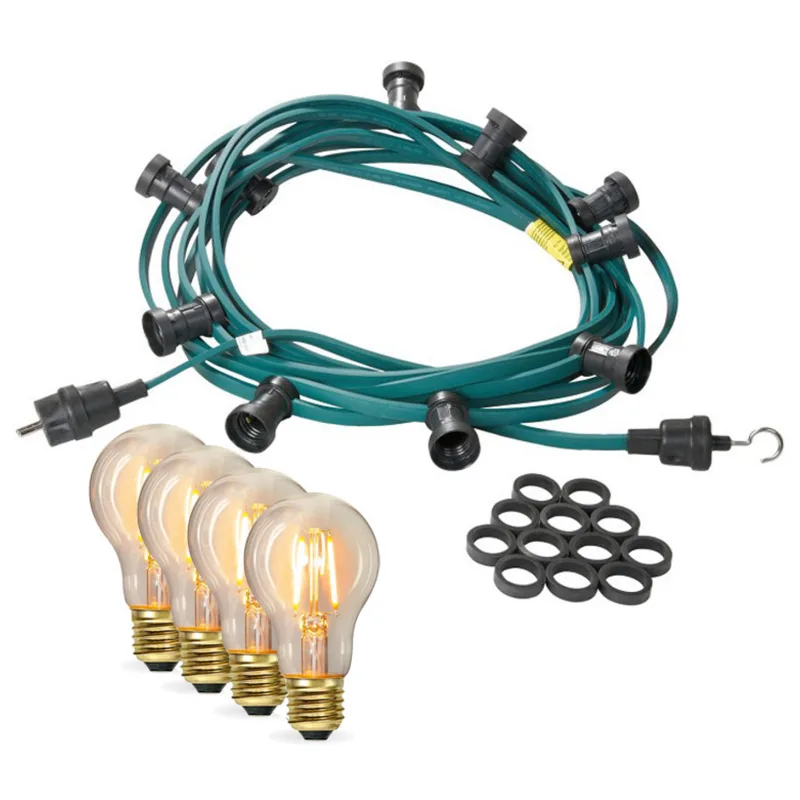 SPICELITE Außen-Lichterkette 5 m, grün, 10 Edison-LED-Filamentlampen