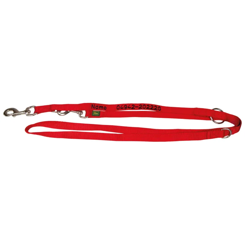 Schecker Lead with embroidered name, red, 2 m / 20 mm