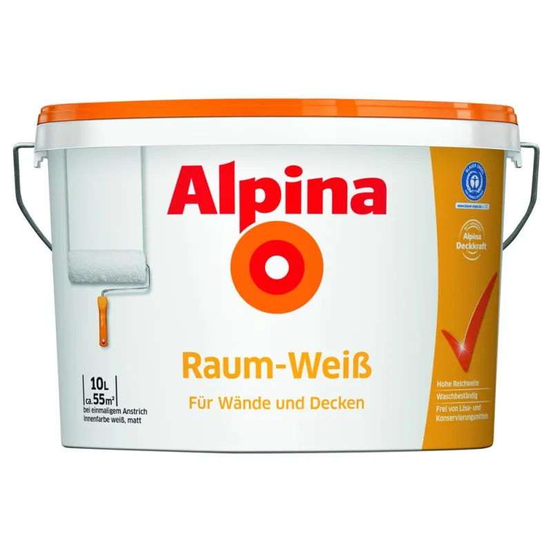 Alpina Pintura de interior blanca mate, 10 l