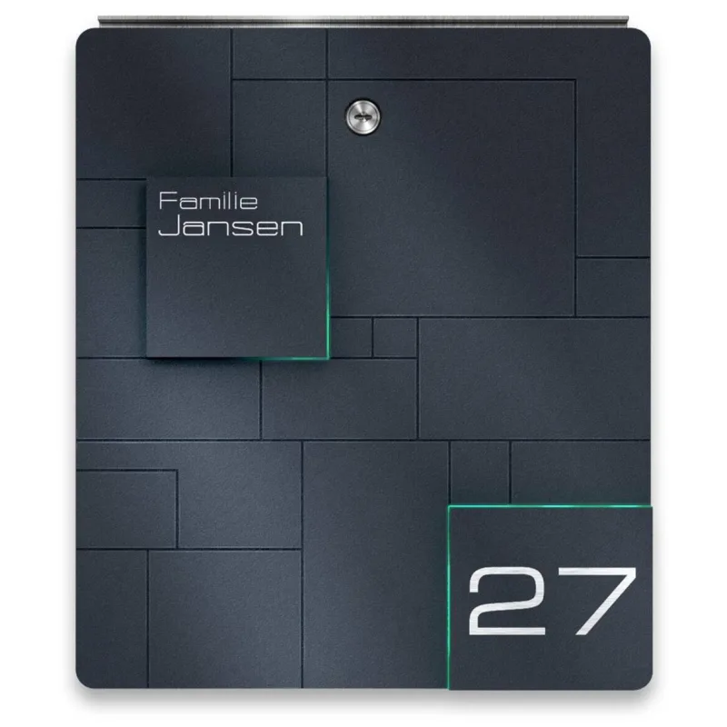 Metzler Metzler Briefkasten Anthrazit Edelstahl Gravur optional | Modell02
