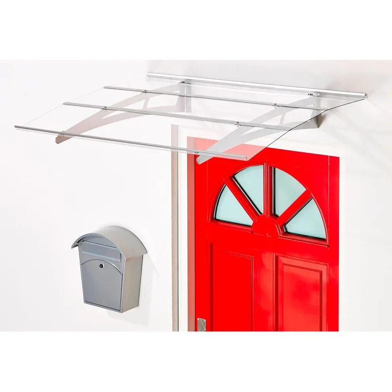 Superroof Vordach Madrid 1200 pulverbeschichtet silbergrau 120 x 90 cm