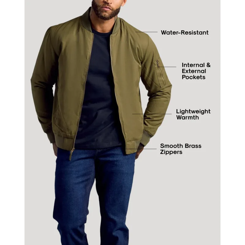 True Classic Army Green Bomber Jacket