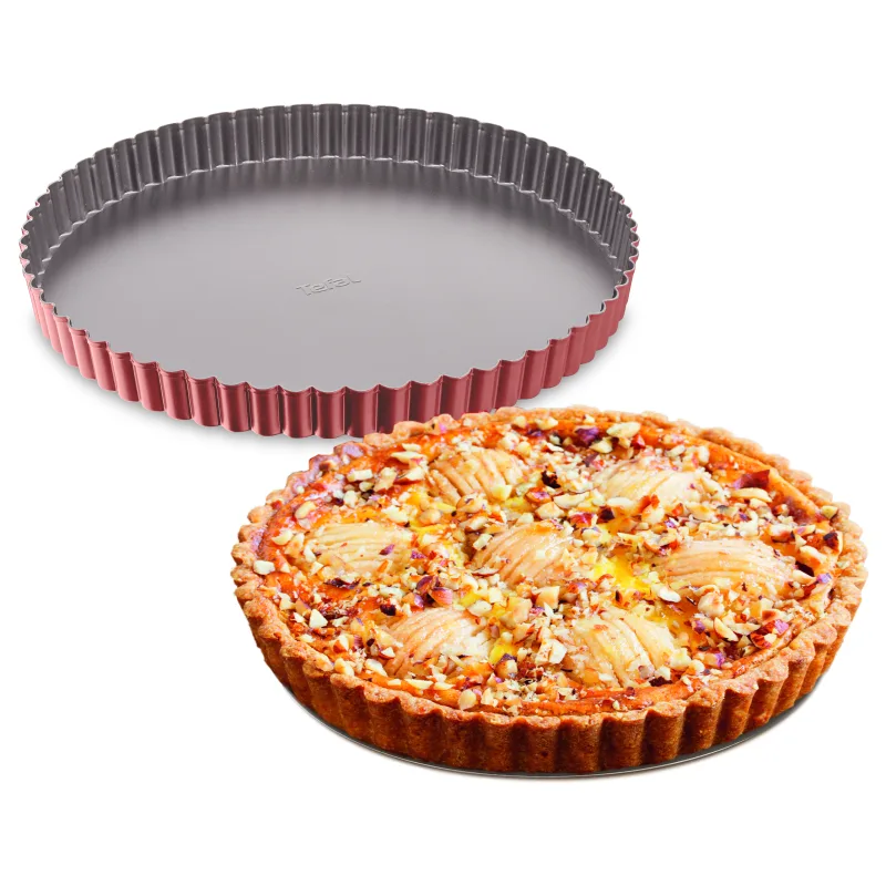 Tefal Delibake acier rouge carbone moule à tarte 28cm fond amovible