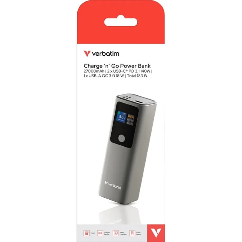 Verbatim Powerbank Charge 'n' Go 27.000 mAh, 183 Watt